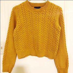 Banana Republic Ginger Yellow Cable Knit Sweater